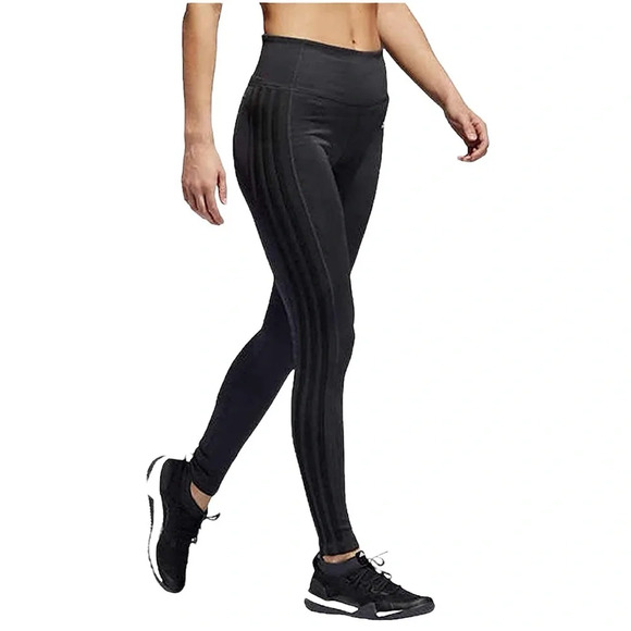 ADIDAS Women's Black on Charcoal 3 Stripe Active  Tights Leggings SIZE: XS - Picture 1 of 7